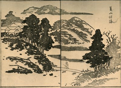 Paesaggio con figura che attraversa un ponte, 1809, 1924 da Ogura Tokei