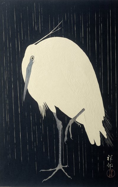 Airone sotto la pioggia da Ohara Koson
