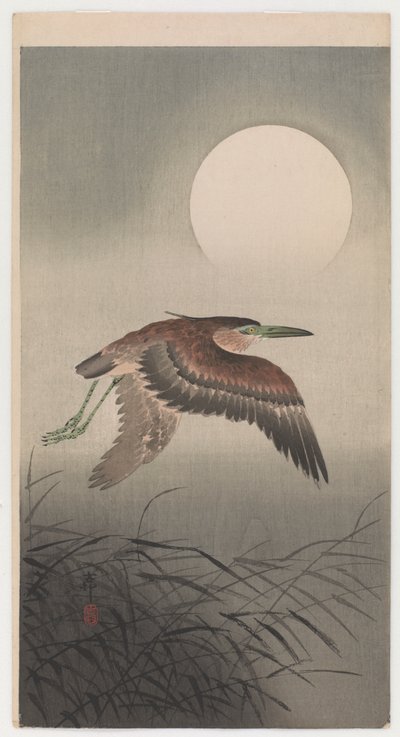 Airone in Volo e Luna Piena da Ohara Koson