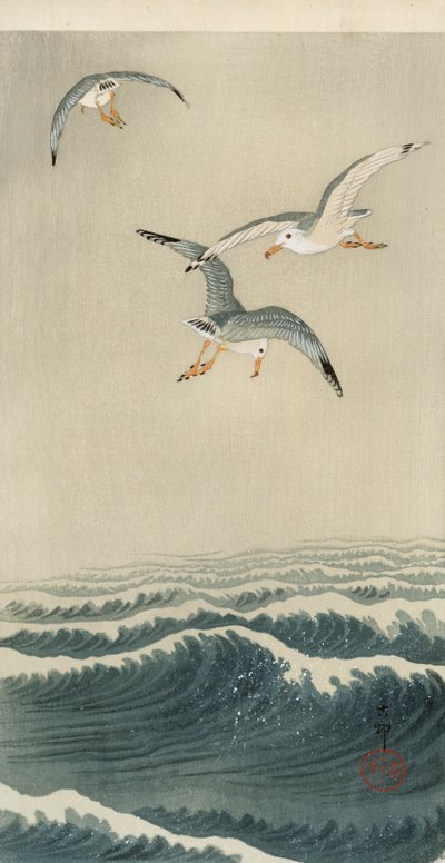 Gabbiani in mare da Ohara Koson