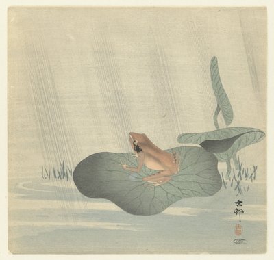 Rana su foglia di loto da Ohara Koson
