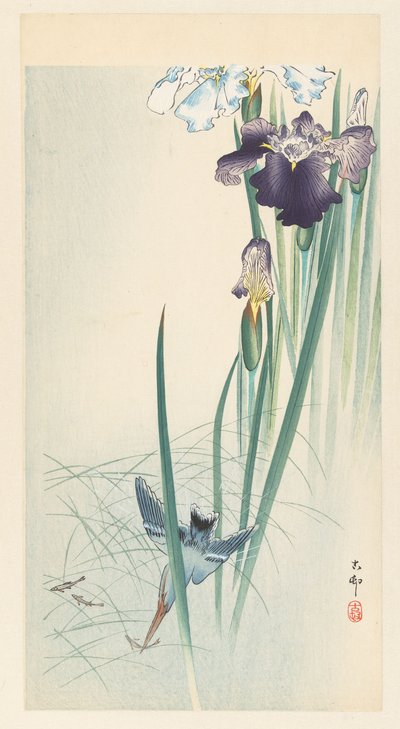 Martin pescatore e Iris da Ohara Koson