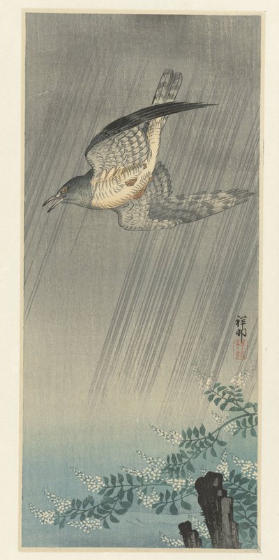 Cuculo nella tempesta da Ohara Koson