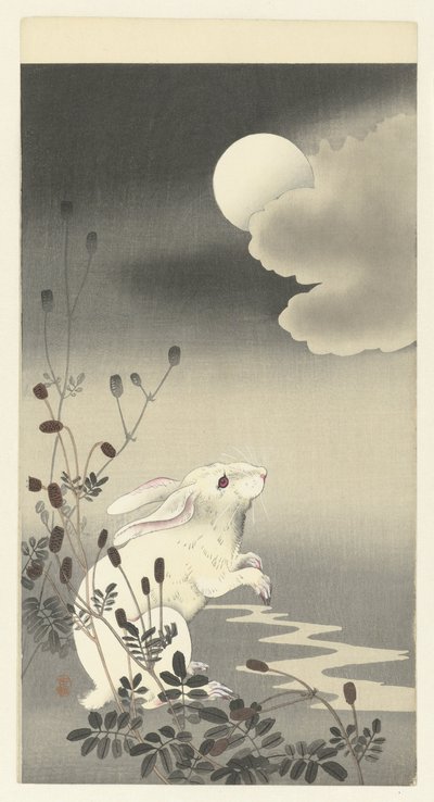 Coniglio alla luna piena da Ohara Koson