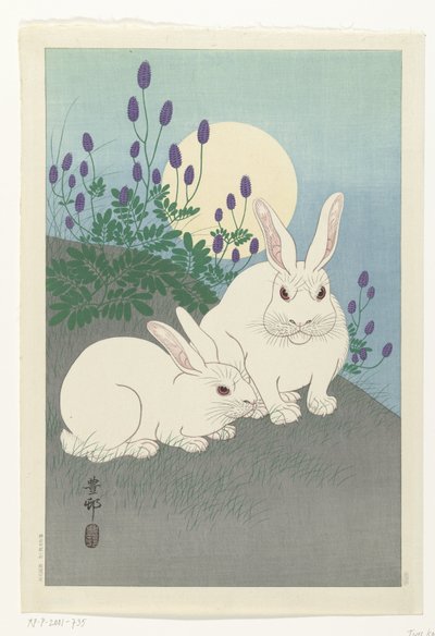 Conigli alla luna piena da Ohara Koson