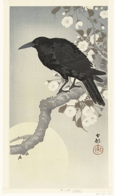 Corvo alla luna piena da Ohara Koson