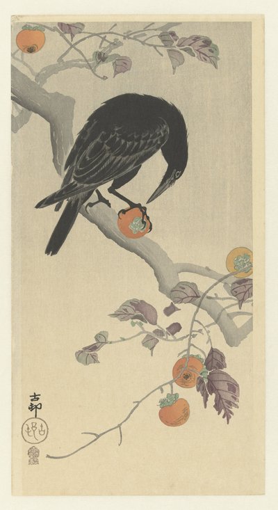 Corvo con frutto di cachi da Ohara Koson