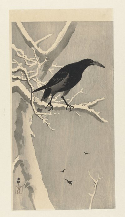 Corvo su ramo innevato da Ohara Koson