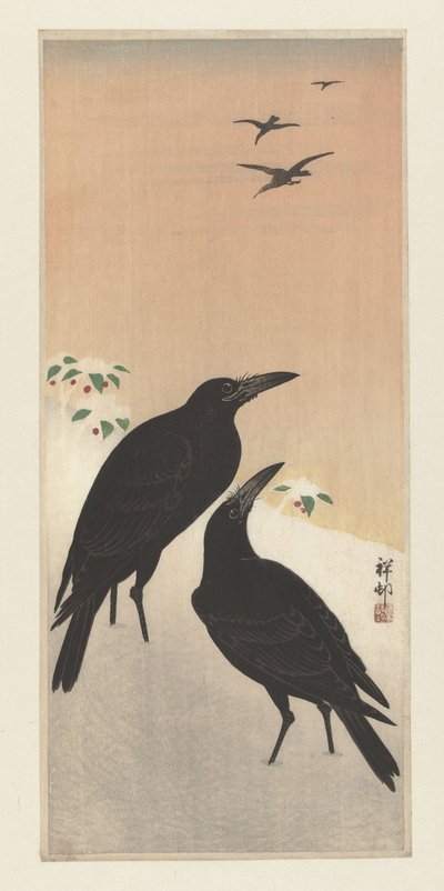 Corvi nella neve da Ohara Koson