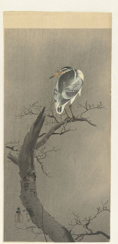 Airone su un ramo da Ohara Koson