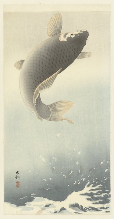 Carpa che salta da Ohara Koson