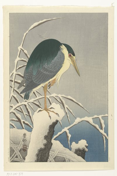 Airone nella neve da Ohara Koson