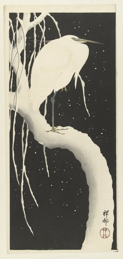 Airone nella neve da Ohara Koson