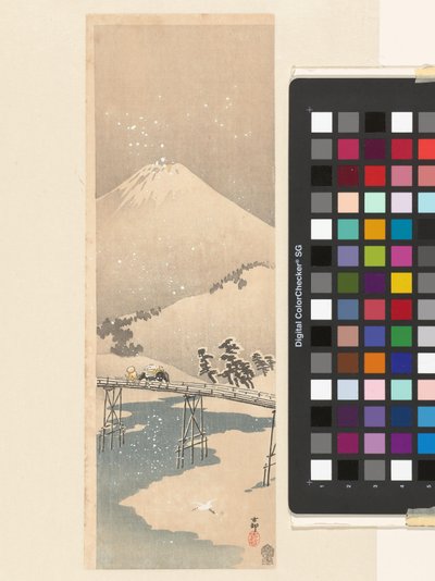 Paesaggio innevato con il monte Fuji da Ohara Koson