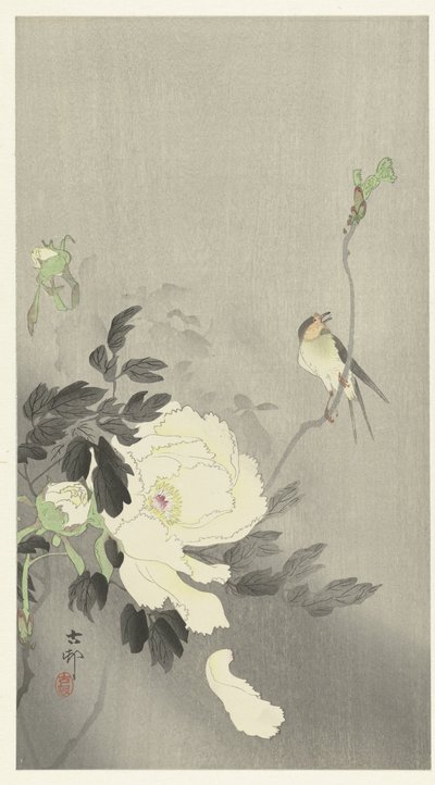 Rondine con peonia da Ohara Koson