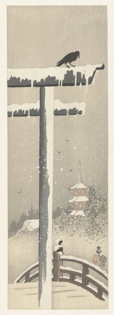 Torii nella neve da Ohara Koson
