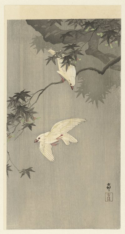 Uccelli nella pioggia da Ohara Koson
