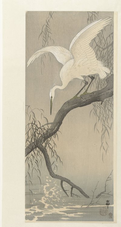 Airone bianco su un ramo da Ohara Koson