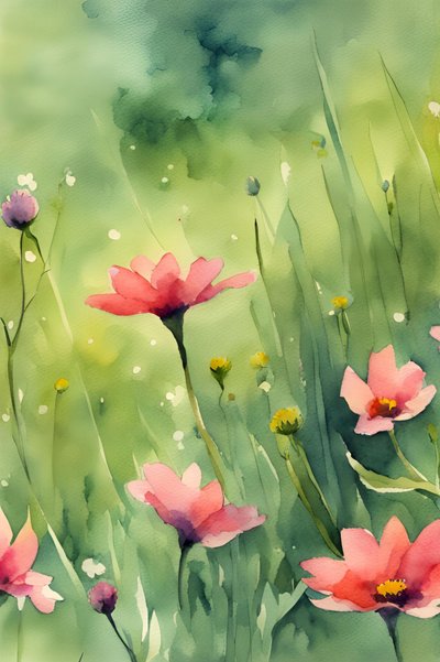 Fioritura acquerellata rosa da Ohkimiko