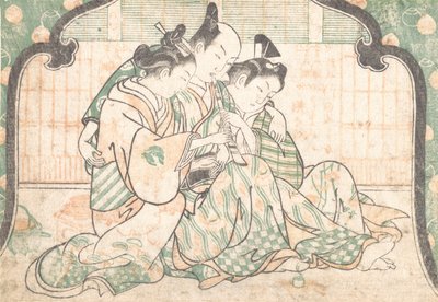 Un Giovane Seduto tra Due Donne, ca. 1749 da Okumura Masanobu