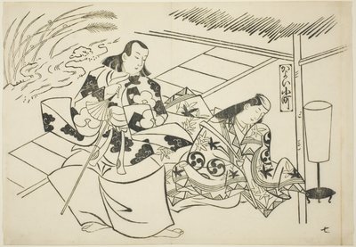 Corteggiamento di Komachi (Kayoi Komachi), dalla serie Scene famose dai burattini giapponesi (Yamato irotake) da Okumura Masanobu