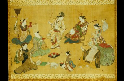 Festa nel quartiere dei piaceri come mitate dei sette dei della fortuna da Okumura Masanobu
