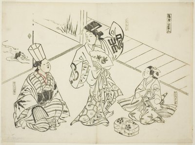 Danza Sanbaso in un bordello (Ageya sanbaso), n. 1 di una serie di 12 stampe raffiguranti parodie di opere teatrali da Okumura Masanobu