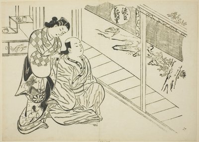 Capitolo Hanachirusato da "Il racconto di Genji", da una serie di parodie di Genji da Okumura Masanobu