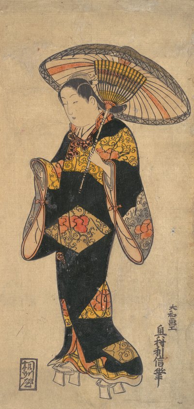 Attore Sanjo Kantaro nel ruolo di una cortigiana da Okumura Toshinobu
