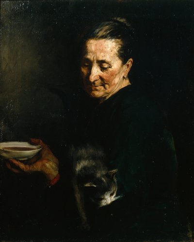 Donna con un gatto da Olav Rusti