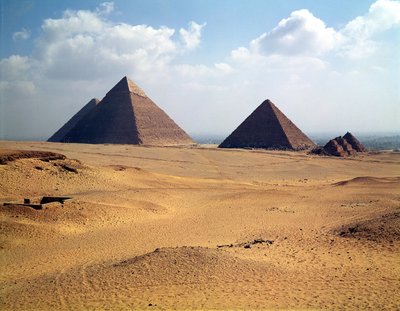 Veduta delle piramidi di Cheope, Chefren e Micerino da Old Kingdom Egyptian