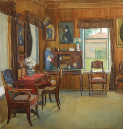 Interno della casa nel villaggio di Chegodayevo, 1900s da Olga Nikolayevna Korovina