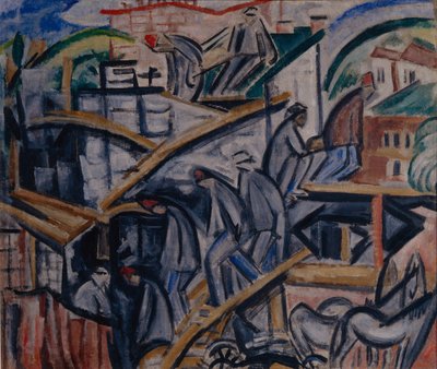 Costruzione di una nuova casa, 1913 da Olga Rozanova