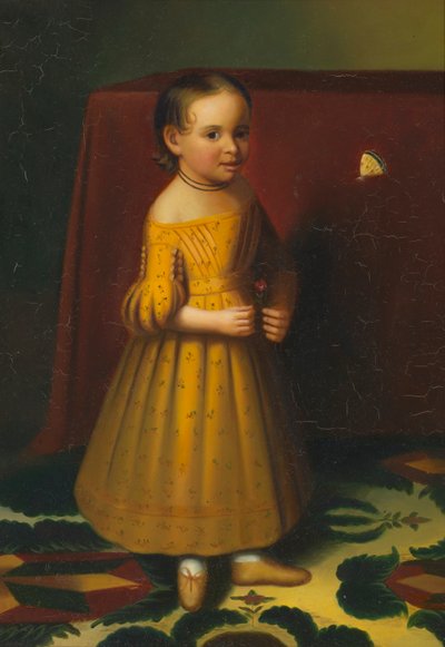 Ritratto di giovane ragazza con rosa e farfalla da Oliver Tarbell Eddy