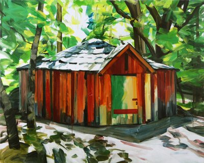 La casa nella foresta, 2014 (acrilico su tela) da Olivier Morel