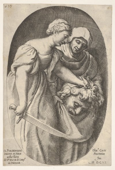 Giuditta con la testa di Oloferne nella mano sinistra e una spada nella mano destra, 1606 da Oliviero Gatti