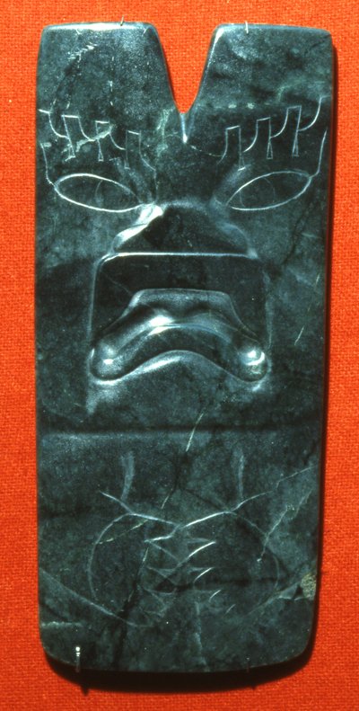 Hacha con il volto di un giaguaro, periodo preclassico da Olmec