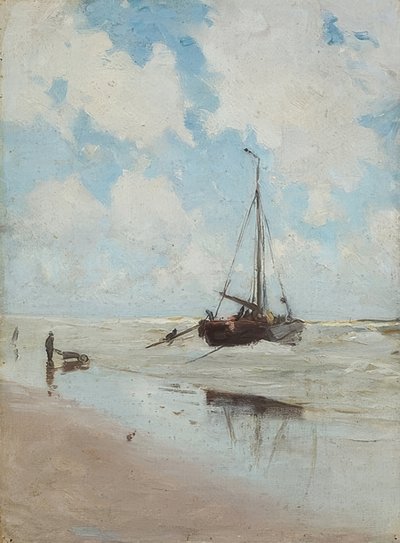 Barca da pesca sulla spiaggia da Olof Jernberg