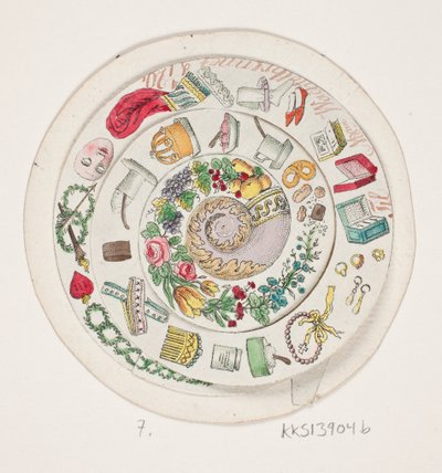 Drejeskrive con vari piccoli oggetti disegnati da Oluf Olufsen Bagge