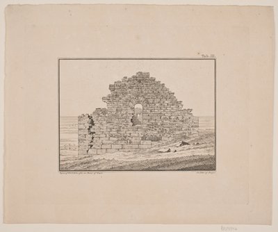 Rovine di una chiesa in Groenlandia. Illustrazione per W.A. Graah. Viaggio di esplorazione alla costa orientale della Groenlandia da Oluf Olufsen Bagge