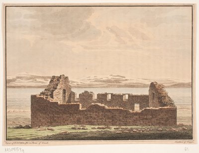 Rovine di una chiesa in Groenlandia. Illustrazione per W.A. Graah. Viaggio di esplorazione sulla costa orientale della Groenlandia da Oluf Olufsen Bagge