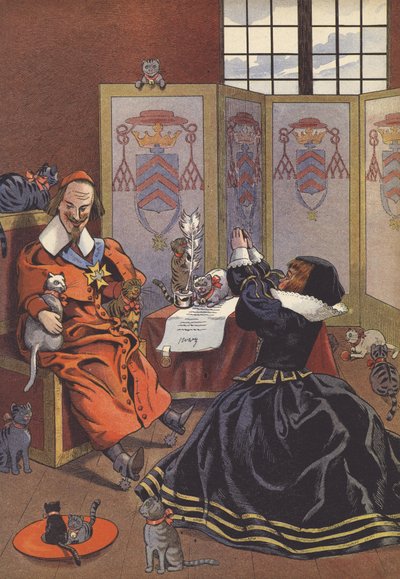 Cardinale Richelieu con i suoi gatti da Onfray de Breville Job