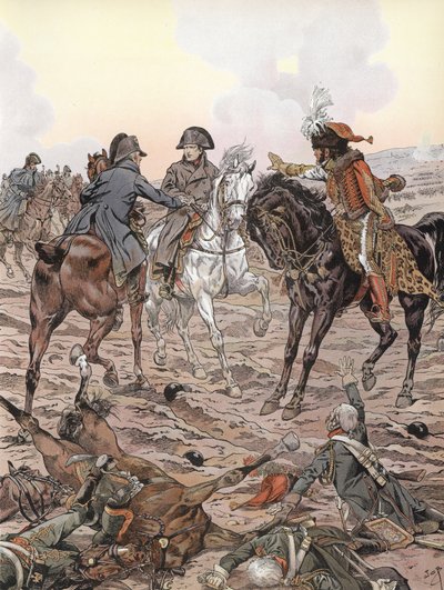 Napoleone durante la Battaglia di Austerlitz da Onfray de Breville Job