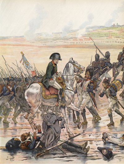 Napoleone mostra considerazione per uno dei suoi soldati caduti durante la campagna del Reno da Onfray de Breville Job