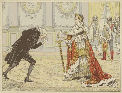 La mattina della sua incoronazione, vedendo il notaio di Josephine, Napoleone gli disse ridendo: Bene, Maitre Ragideau, ecco il mantello! Ecco la spada! da Onfray de Breville Job