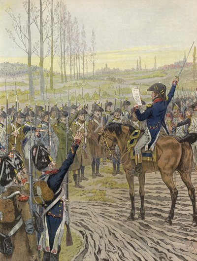 Le parole di Napoleone lette ad alcuni dei suoi soldati durante la campagna del Reno, 1805 da Onfray de Breville Job