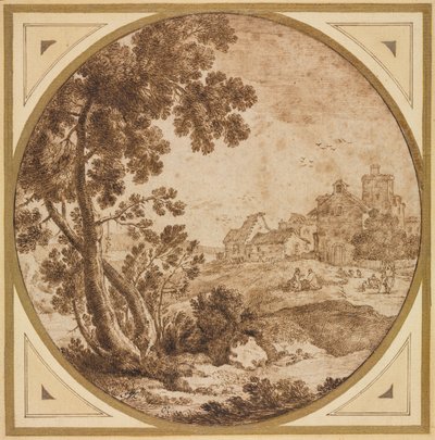 Paesaggio con edifici e figure da Onorio Marinari