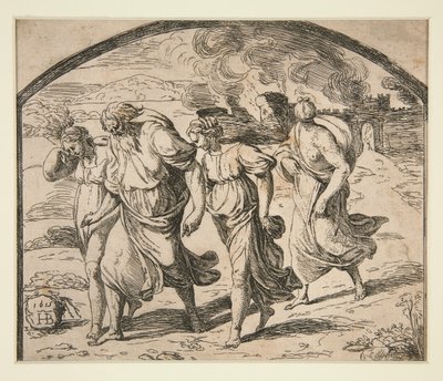 Lot e la sua famiglia in fuga da Sodoma da Orazio Borgianni