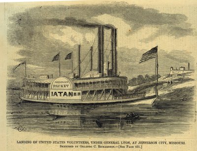 Sbarco dei volontari degli Stati Uniti, sotto il generale Lyon, a Jefferson City, Missouri da Orlando C. Richardson