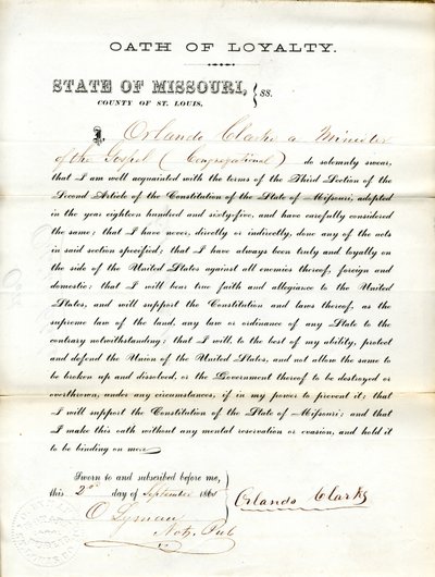 Giura fedeltà al Governo degli Stati Uniti e allo Stato del Missouri da Orlando Clarke